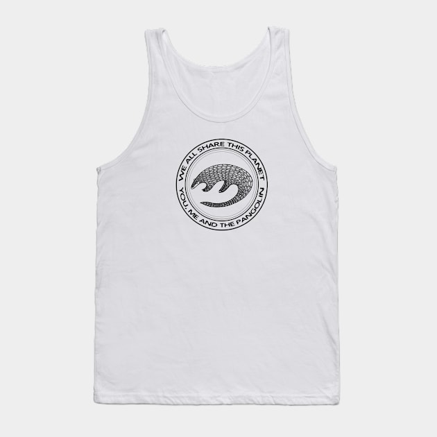 Pangolin - We All Share This Planet - light colors Tank Top by Green Paladin